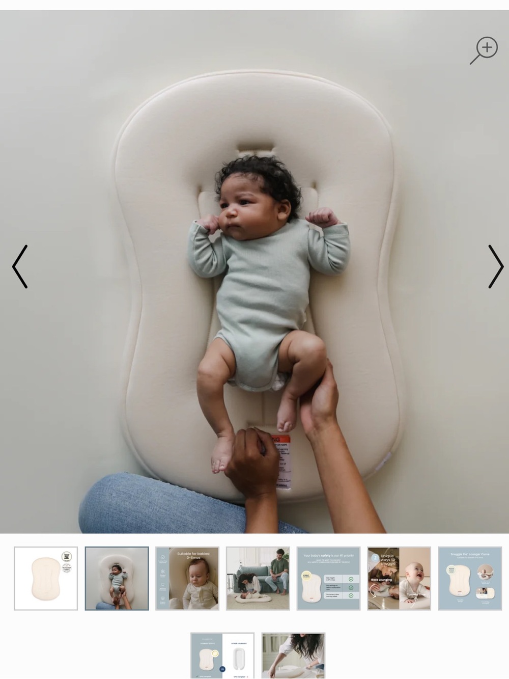 Snuggle me Neutral Cream Infant Lounger - Soft Support Pillow for Babies